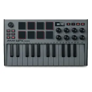 Akai Professional MPK Mini MK3 - Compact MIDI Keyboard Controller with Pads - Gray