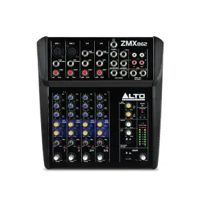 Alto ZMX862 6-Channel Compact Analog Mixer – 2 Mic Preamps, EQ, Portable