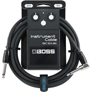Boss BIC‑10A‑BK 3M Guitar Instrument Cable – Black (Right Angle to Straight)