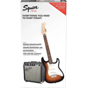 Fender 0301812432 Squier Short Scale Stratocaster Guitar Pack Brown Sunburst