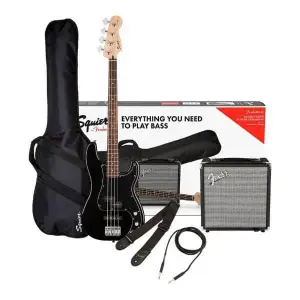Fender 0371982406 Squier Affinity Precision PJ bass guitar package - Black