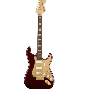 Fender 0379410515 Squier 40Th Anniversary Stratocaster Electric Guitar Gold Edition Ruby Red Metallic