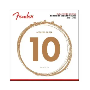 Fender 0730860402 DURA-TONE Coated Phosphor Bronze Guitar Strings – Long-Lasting, Bright Tone