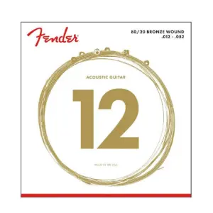 Fender 860L Dura-Tone Coated Phosphor Bronze Acoustic Guitar Strings – Light Gauge 12-53