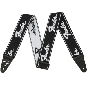 Fender 0990642074 Weighless Guitar Strap – Running Logo Black/White