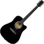 Fender Squier SA-105CE Dreadnought Acoustic-Electric Guitar – Black Finish