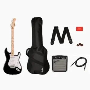 Fender Squier Sonic Stratocaster Beginner Set – Electric Guitar (Black)