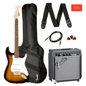 Fender Squier Stratocaster Electric Guitar Pack – Brown Sunburst (Model 0371823632)