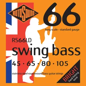 Rotosound RS66LD Swing Bass 66 Long Scale Bass Guitar Strings – Stainless Steel Roundwound, 45-105