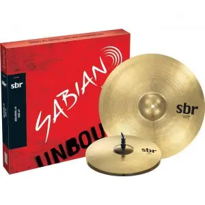 Sabian SBR 5002 Cymbal Set – 14" Hi-Hats & 18" Crash Ride – 2-Pack Brass Cymbals for Beginners