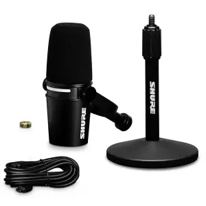 Shure MV7+ Podcast Microphone Bundle Studio-Quality Sound & USB/XLR – Black