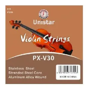 Unistar PX-V30-44 Violin Strings 4/4 Size – Clear Tone & Fast Response